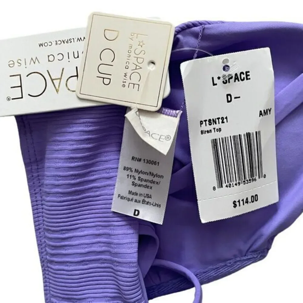 L Space Siren Bikini‎ Top D Cup Gina Bitsy Bikini Bottom Large Amethyst Purple